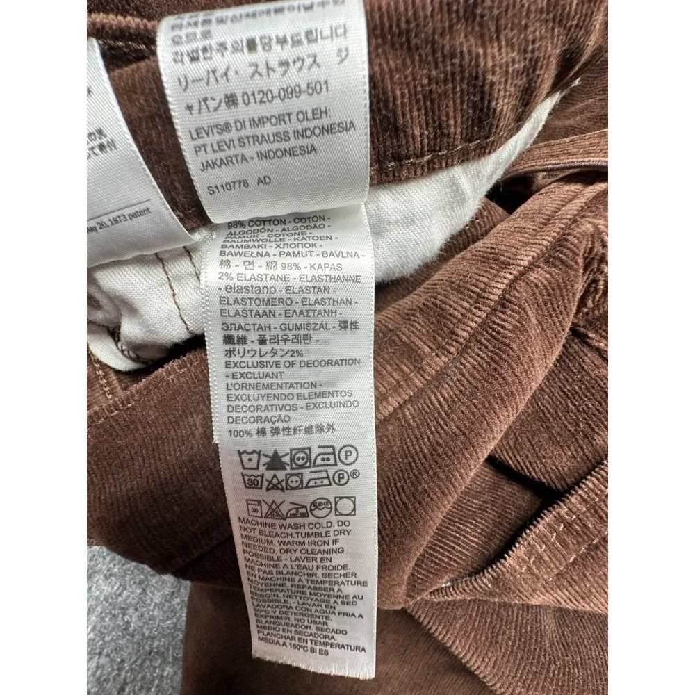 Levi's 505 Regular Fit Corduroy Pants Mens 33x28‎ Brown Straight Leg Stretch